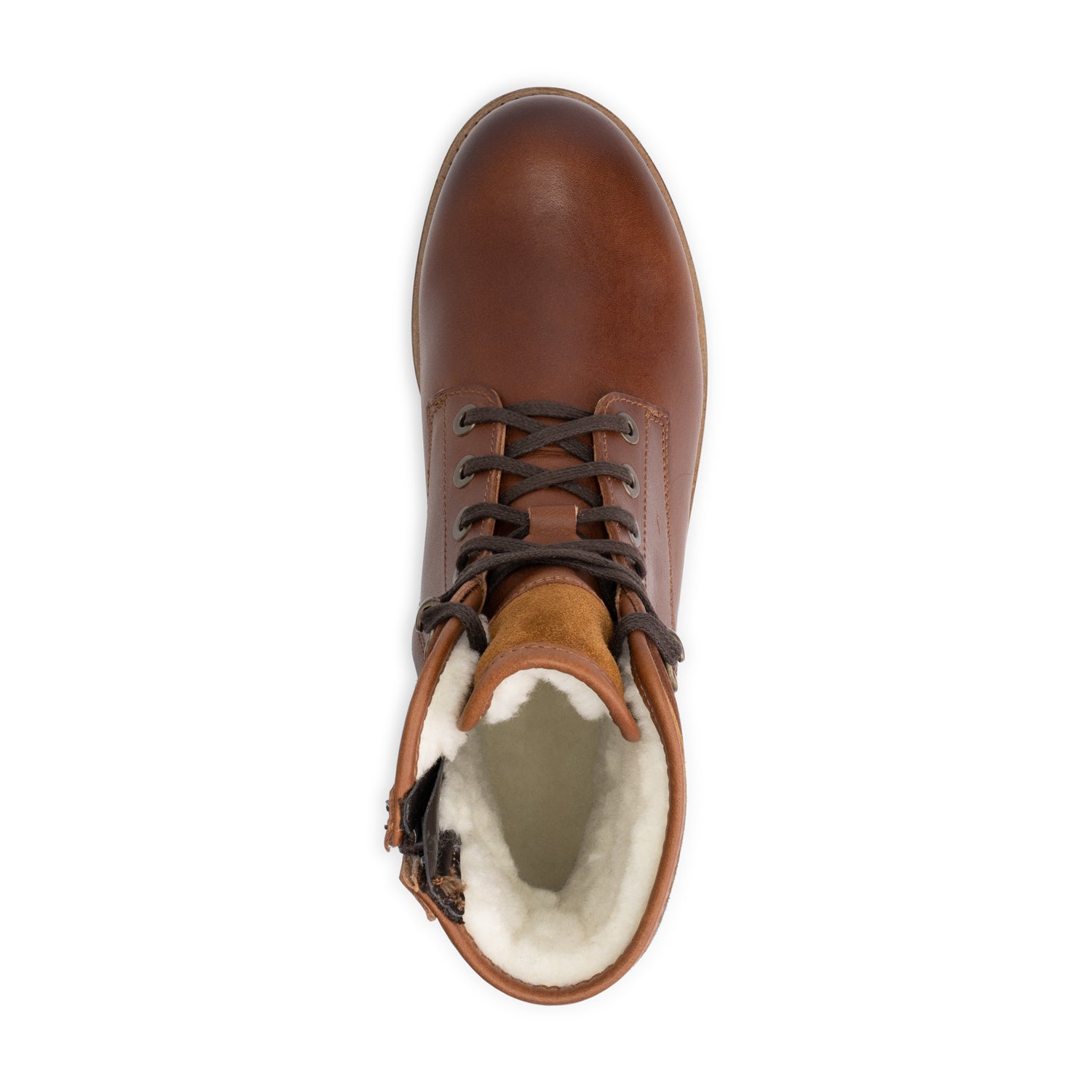 Langesund - Wool-lined lace-up boots - Men - Cognac UPS