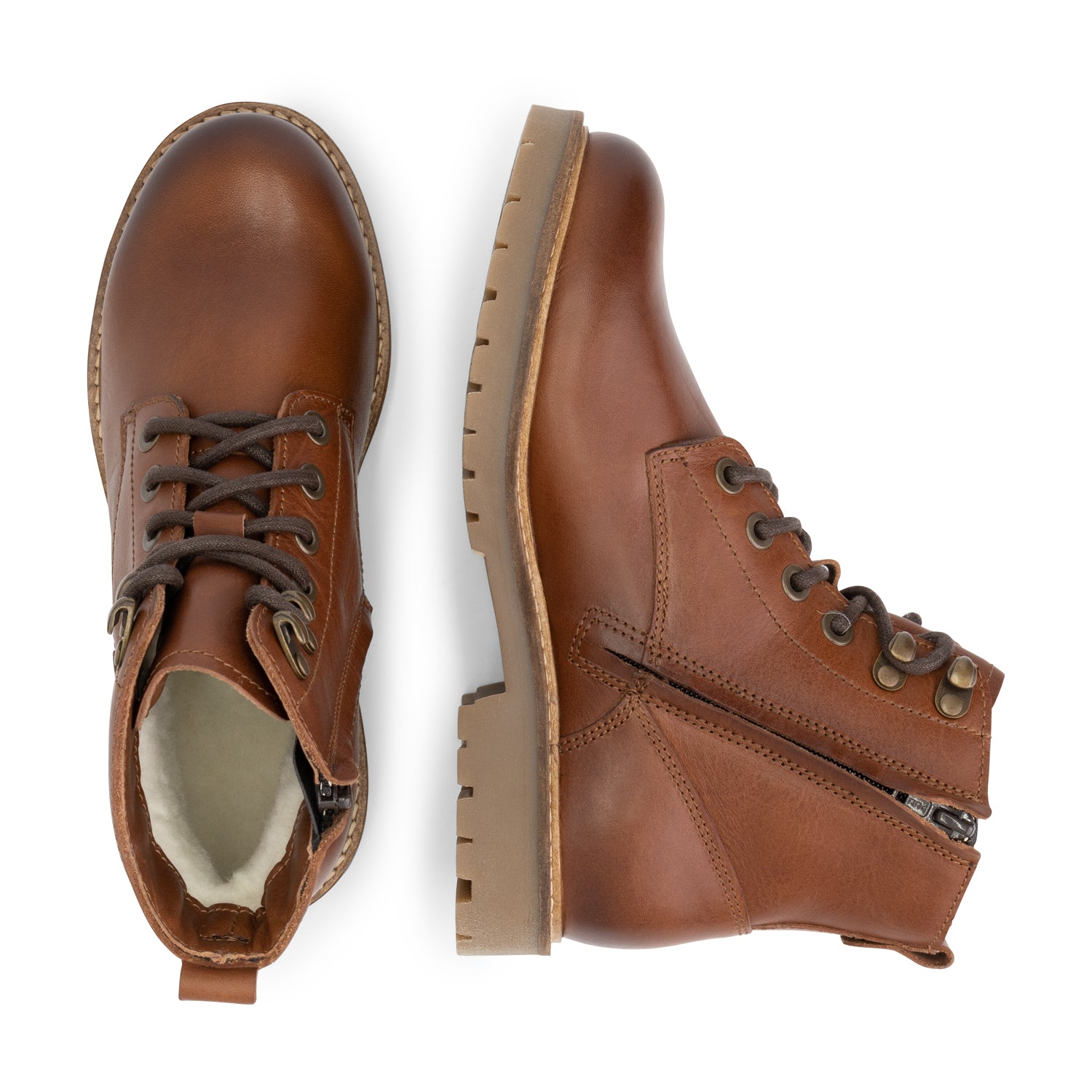 Stalon - Wool-lined lace-up boots - Lady - Cognac UPD