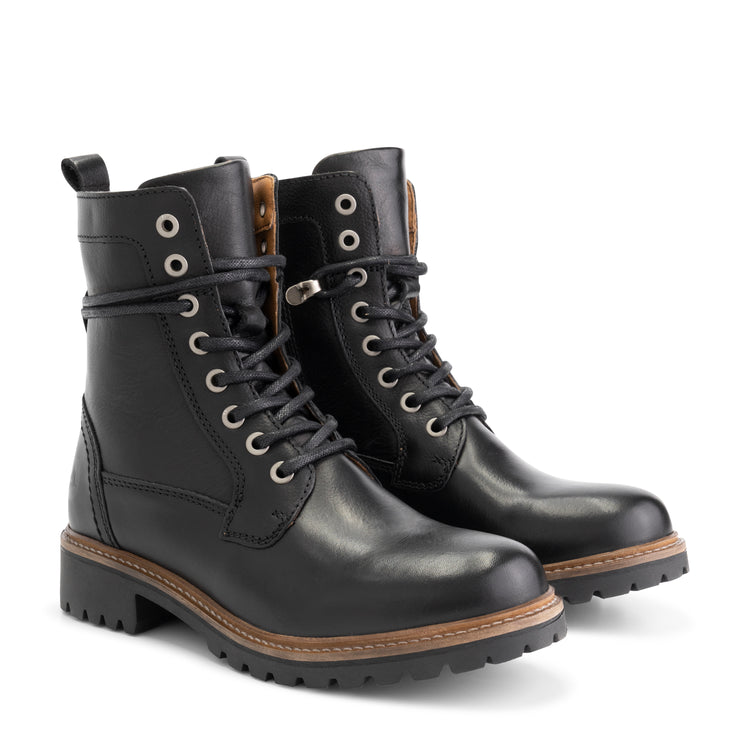 Kvosted - Leather lace-up boots - Lady - Black FRD