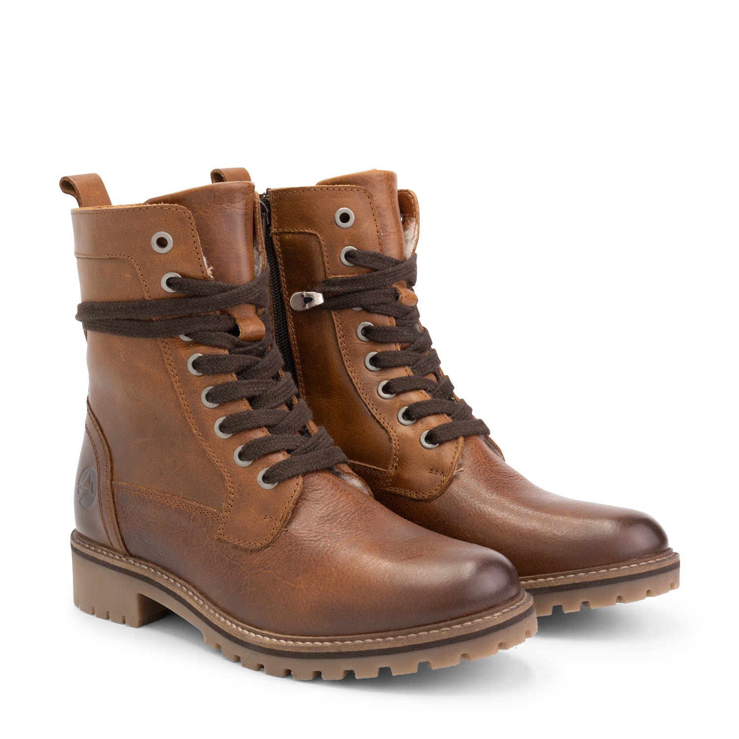 Kvinlog - Wool-lined lace-up boots - Lady - Cognac FRD