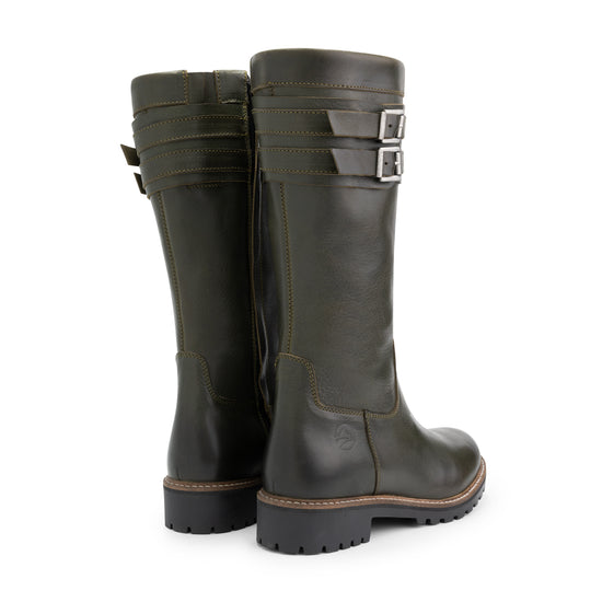 Solstad - Semi-high leather boots - Lady - Dark olive BD