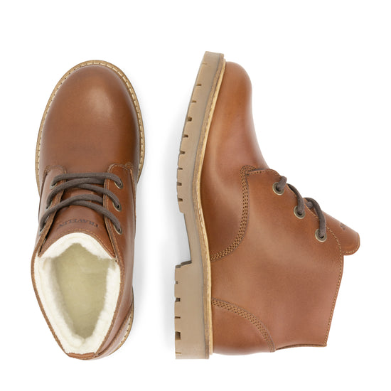 Trehuse - Wool-lined lace-up shoes - Lady - Cognac UPD