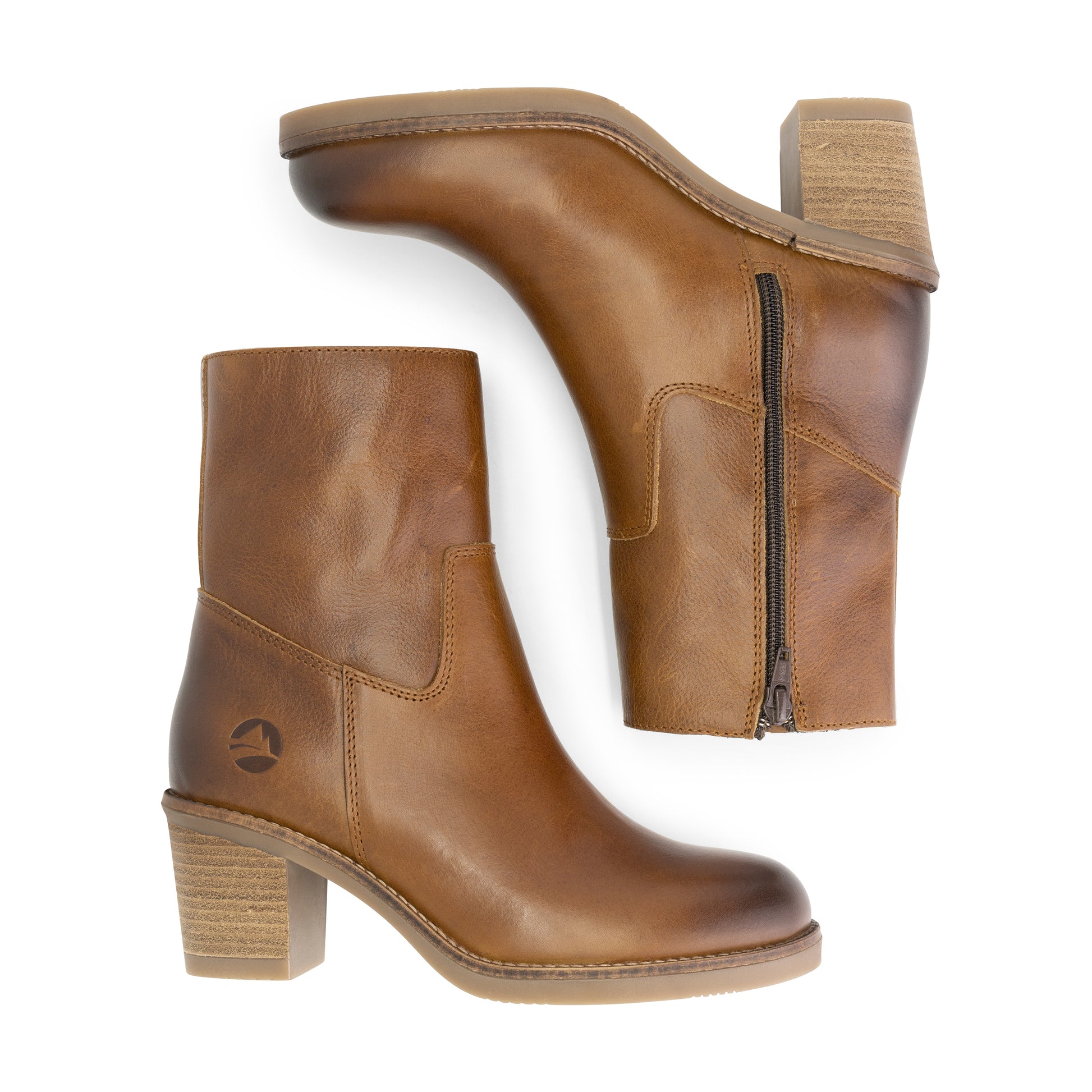 Meneac - Leather ankle boots - Lady - Cognac UPD