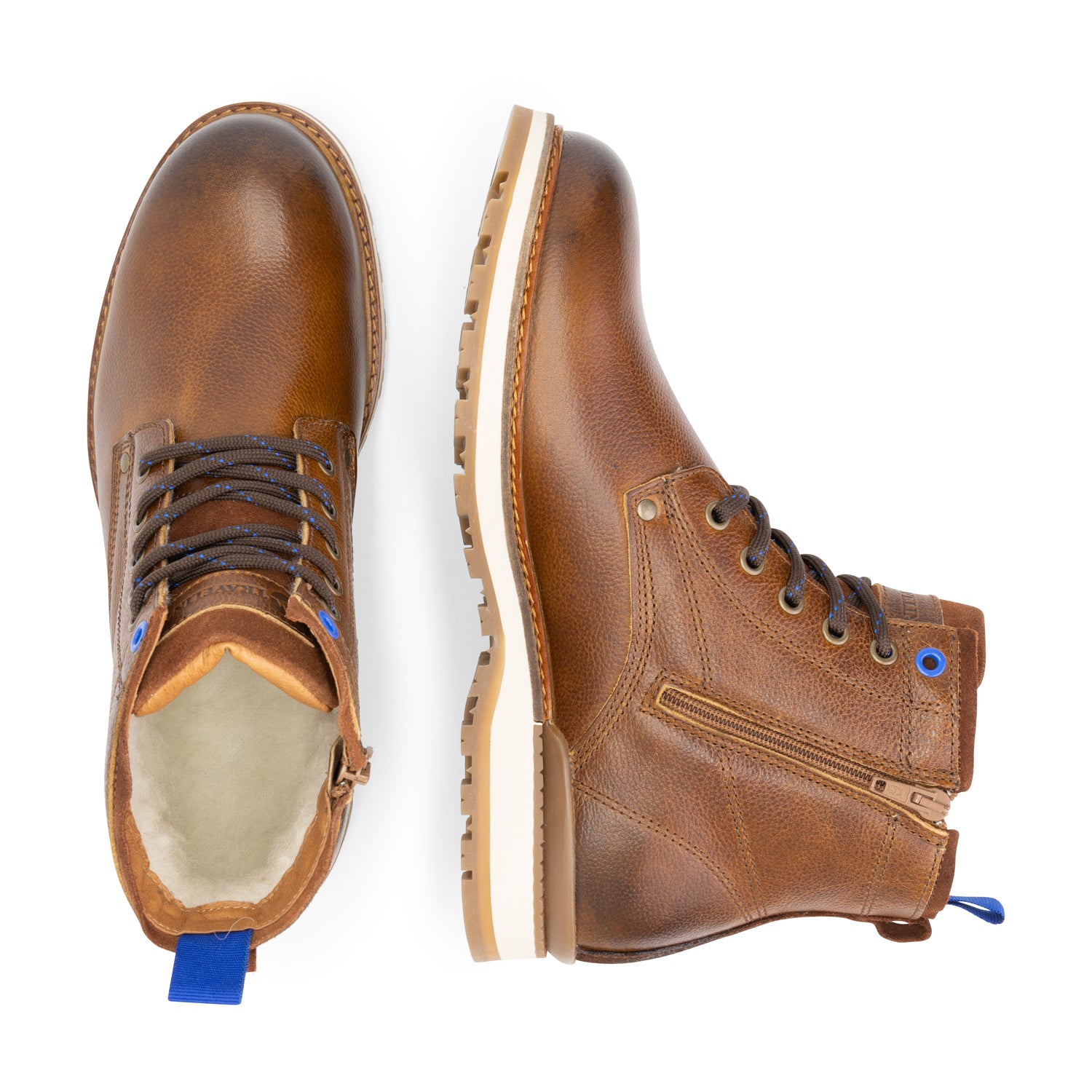 Mosvoll - Wool-lined lace-up boots - Men - Cognac UPD