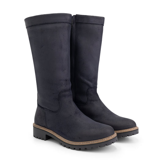 Varde - Mid-calf wax suede boots - Lady - Navy FRD